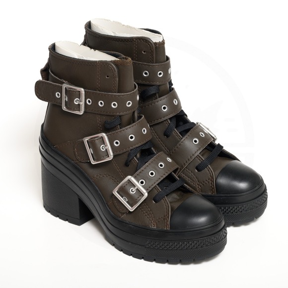 Converse Shoes - Converse Chuck 70 De Luxe Heel Women's Sz 7 Leather & Buckles Platform Boots NIB